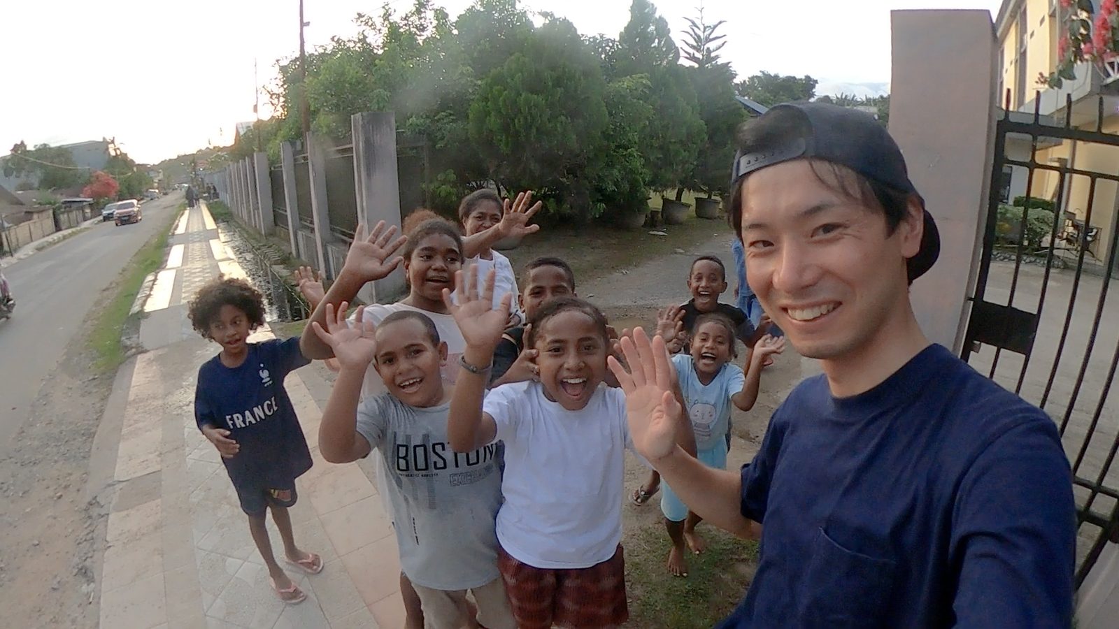 Meeting local kids